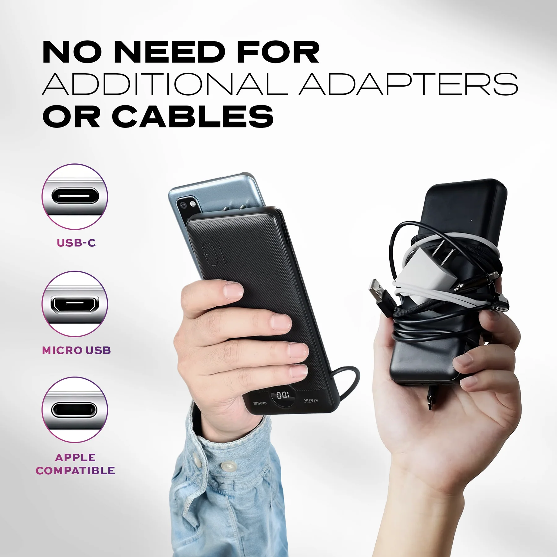 6-in-1 portable power bank and wall charger with multiple charging ports, designed for simultaneous charging of several devices-3