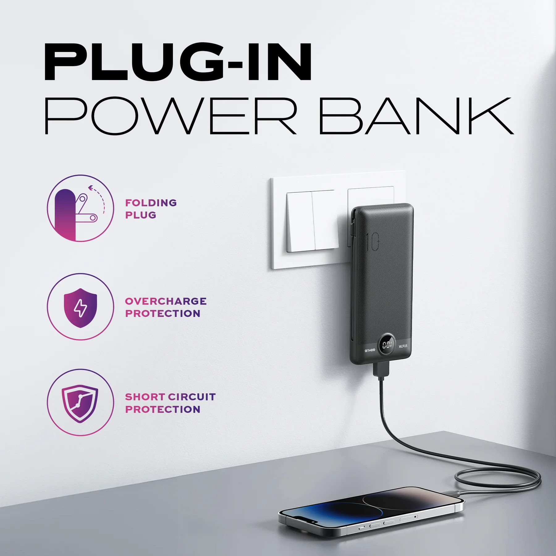 6-in-1 portable power bank and wall charger with multiple charging ports, designed for simultaneous charging of several devices-4