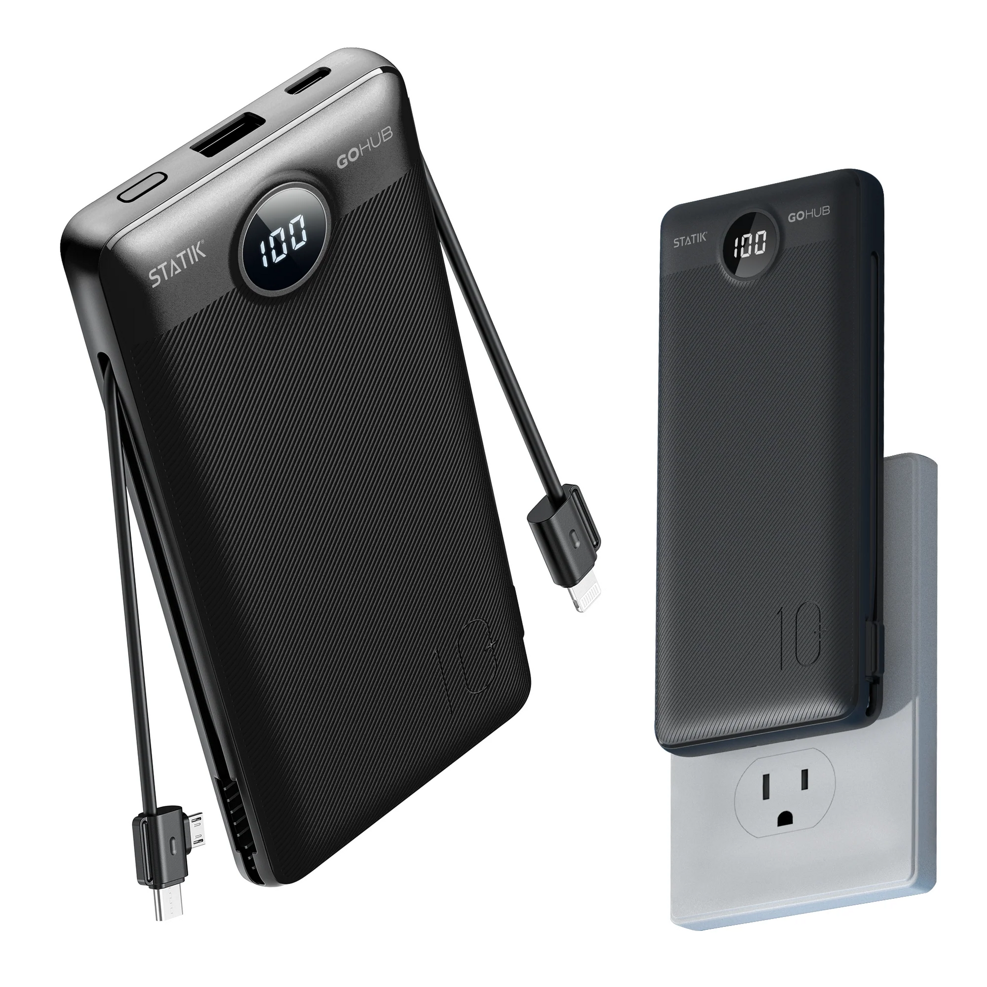 6-in-1 portable power bank and wall charger with multiple charging ports, designed for simultaneous charging of several devices